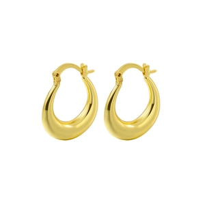 Polished hollow U-shaped chunky gold earrings made of titanium steel in a retro French style