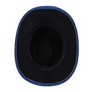 Deep blue textured western cowboy hat featuring wide brim and comfortable inner lining