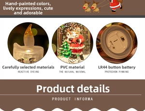 Detail of Christmas lantern showing PVC material and LR44 battery compartment