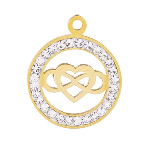Collier en acier inoxydable doré avec cœur évidé et strass scintillants