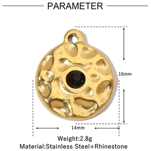 Detailed size specifications for the stainless steel pendant with black rhinestone