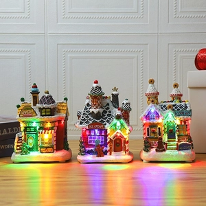 LED Christmas decoration set with glowing bakery, ice cream and cookie houses