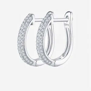 925 Sterling Zilver Moissaniet Oorringen Voor Vrouwen Luxe Pavé Ingelegde Huggie Oorbellen Goud Roségoud Vergulde Sieraden Cadeau