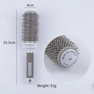 Detail of 45mm Nano Technology Ceramic Ionic hair brush with 25.5cm length dimensions