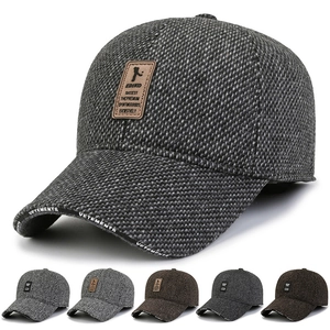 Men Winter Woolen Baseball Cap Warm Thicken Cotton Tweed Duck Tongue Hat Outdoor Adjustable Earmuffs Soft