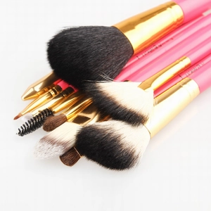 10-teiliges Profi-Make-up-Pinsel-Set mit rosa Griffen und weichen Borsten im Geschenkset