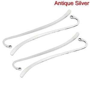 Three antique silver S-curved metal bookmark bases for DIY jewelry making and crafts