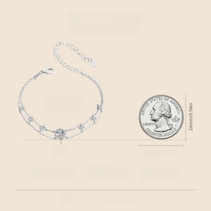 Detailed size measurement of S925 sterling silver star bracelet with 0.5ct moissanite