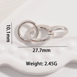 S925 sterling silver horseshoe U-shaped spring clasp jewelry fastener with dimensions