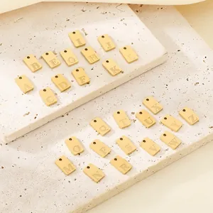 Stainless Steel Alphabet Letter Charms Rectangle Initial Pendants For DIY Jewelry Making Minimalist Accessories