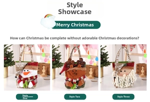 Three Christmas felt gift bags featuring Santa, snowman and reindeer designs with handles