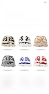 Detailed grid view showing various color options for the rabbit fur lion dance knitted hat