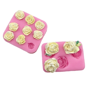 Pink silicone rose flower molds for baking with 10-cavity and 3-cavity designs