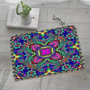 Colorful mandala pattern flannel floor mat with vibrant kaleidoscope design for home decor