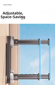 Detail of adjustable telescopic clothes rack with dimensions 20cm and 12.5cm shown