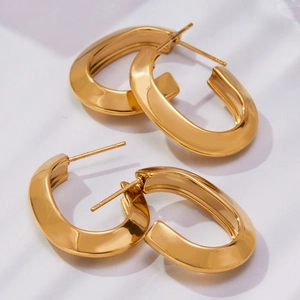 Minimalist U-shaped hollow earrings in polished 18k gold plating with a modern design