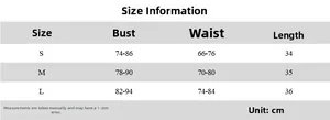 Tabella taglie dettagliata per crop top a pois con misure di busto e lunghezza in cm