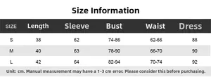 Detailed size guide table for long sleeve top and skirt two-piece fashion suit set
