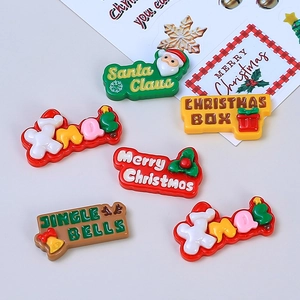 Weihnachts Harz Charms DIY Zubehör Weihnachtsmann Xmas Schriftzug Für Haarspangen Schuhdeko