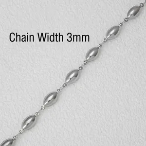 Handmade silver hollow oval drop geometric stainless steel chain necklace with 3mm width