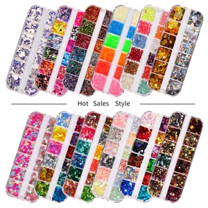 Iridescent Laser Nail Art Sequins Butterfly Heart Star Shapes Luminous Fluorescent Glitter For DIY Decoration Manicure Box