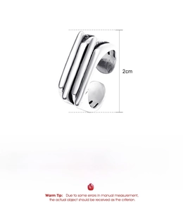 Detailed view of silver alloy open ring featuring triple parallel textured ridges and 2cm height
