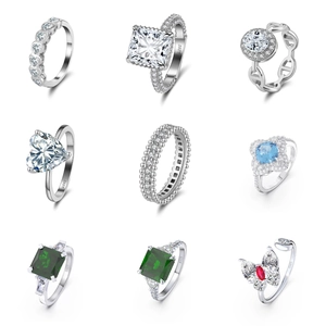 Elegant S925 sterling silver rings set with colorful 8A zircon in various luxury shapes