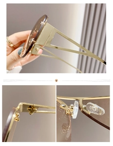 Detailed macro view of metal aviator sunglasses showing durable hinges and nose pads