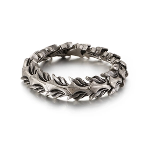 Vintage dragon scale titanium steel bracelet for men with punk gothic silver finish
