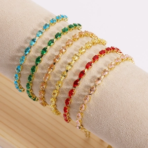 Adjustable multi-color marquise zircon tennis bracelets in golden claw setting
