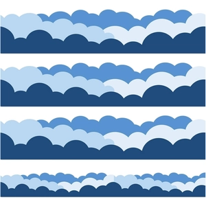 Blue Sky Cloud Bulletin Board Border Stickers Scalloped Wave Classroom Decoration Adhesive Paper For School Office