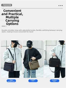 Three-way display of large capacity business bag used as crossbody, shoulder and handbag