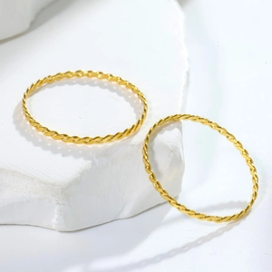 Minimalist Twisted Rope Ring Stainless Steel Slim Braided Stackable Gold Plated Jewelry For Women