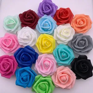 Detail view of 20 colors foam rose heads for LED string light decoration and DIY crafts
