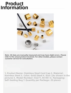 Macro detail of 18k gold and silver stainless steel cord ends for DIY jewelry making