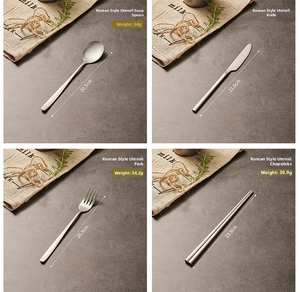 Detailed view of vintage brushed stainless steel cutlery set with flatware dimensions