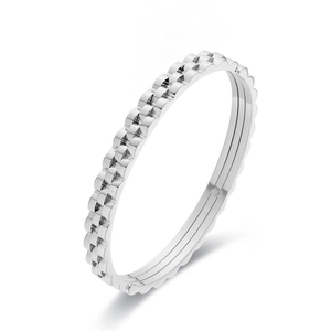 Bracciale a tre strati d'argento con motivo a cinturino d'orologio e cerniera industriale
