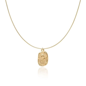 Collier à pendentif tulipe ovale doré minimaliste fabriqué en acier titane de qualité