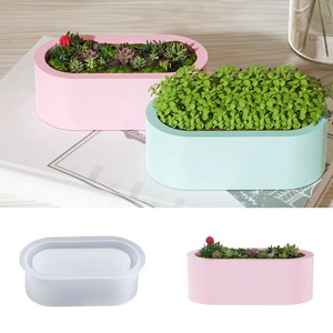 Molde De Silicona Ovalado Rectangular Para Maceta De Suculentas DIY Resina Epoxi Yeso Caja De Almacenamiento Hecho A Mano