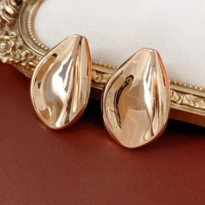 Large Waterdrop Teardrop Earrings Alloy With Silver Earring Post Gold Plated High Polish Minimalist Chunky For Women