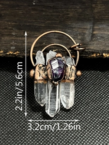 Details von Vintage Bronze Draht gewickelt weißem Kristall Anhänger mit Maßen 5,6x3,2 cm