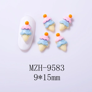 Macro detail of ice cream resin nail charms MZH-9583 in 9x15mm size for manicure