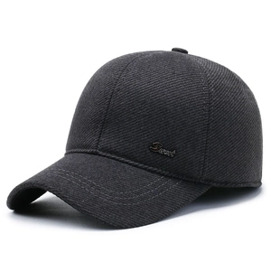 Casquette d'hiver grise en sergé pour homme avec cache-oreilles et logo Sport
