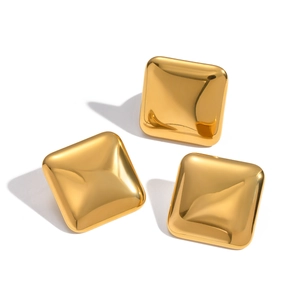 Minimalist square 18K gold plated stainless steel stud earrings set for women