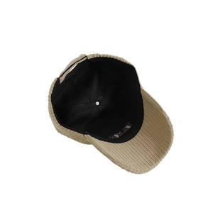 Casquette de baseball en velours côtelé kaki pour enfants avec sangle réglable et doublure