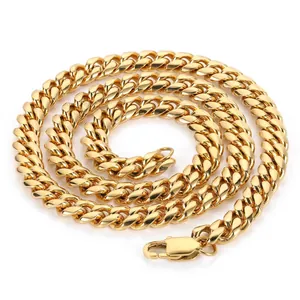 Cuban Link Necklace Stainless Steel 18K Gold Plated Hip Hop Punk Curb Chain Jewelry Unisex