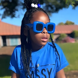 Kids Square Sunglasses Thick Bubble Frame UV400 Protection Y2K Retro Fashion Eyewear For Boys And Girls