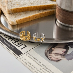 Minimalist sun and moon open rings set in gold and silver finish with hollow design