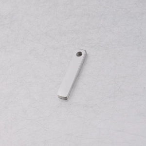 Polished rectangular stainless steel pendant with hole for DIY jewelry making