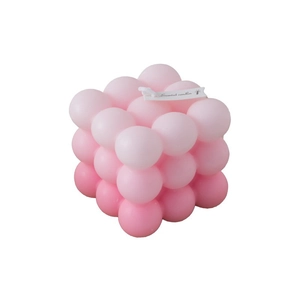Pink gradient bubble cube scented candle for modern home decor and aesthetic gifts